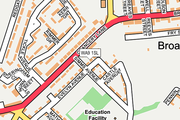 WA9 1SL map - OS OpenMap – Local (Ordnance Survey)