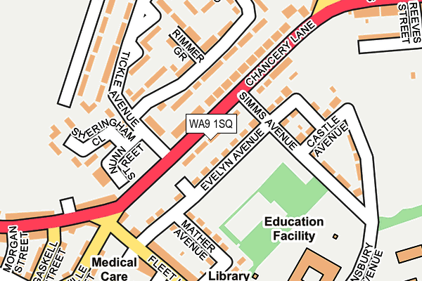 WA9 1SQ map - OS OpenMap – Local (Ordnance Survey)