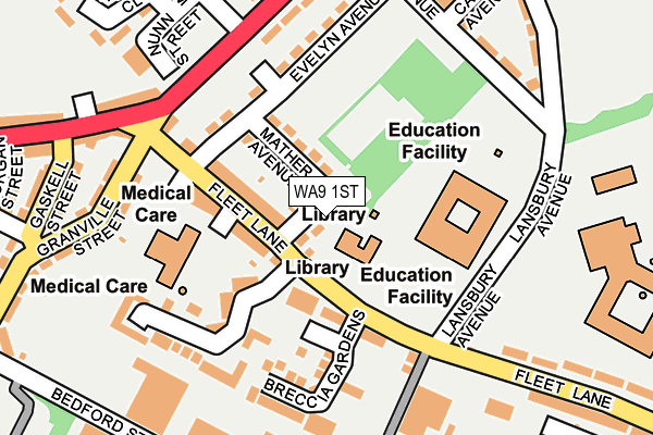 WA9 1ST map - OS OpenMap – Local (Ordnance Survey)