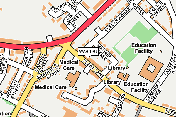 WA9 1SU map - OS OpenMap – Local (Ordnance Survey)