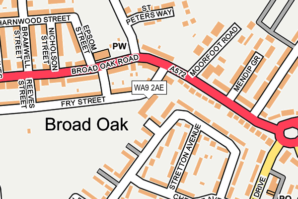 WA9 2AE map - OS OpenMap – Local (Ordnance Survey)