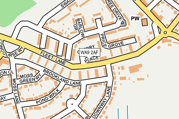 WA9 2AF map - OS OpenMap – Local (Ordnance Survey)