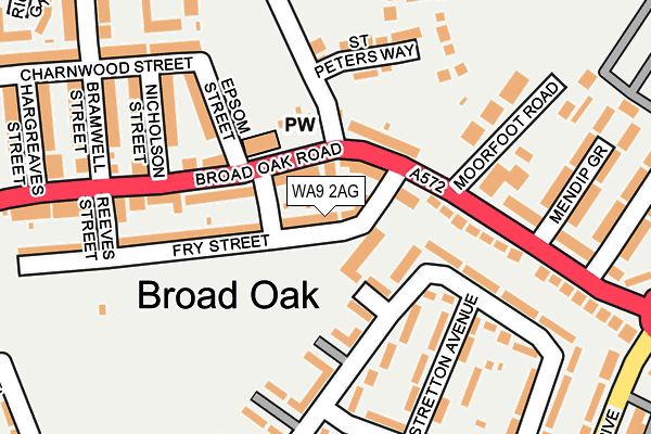 WA9 2AG map - OS OpenMap – Local (Ordnance Survey)