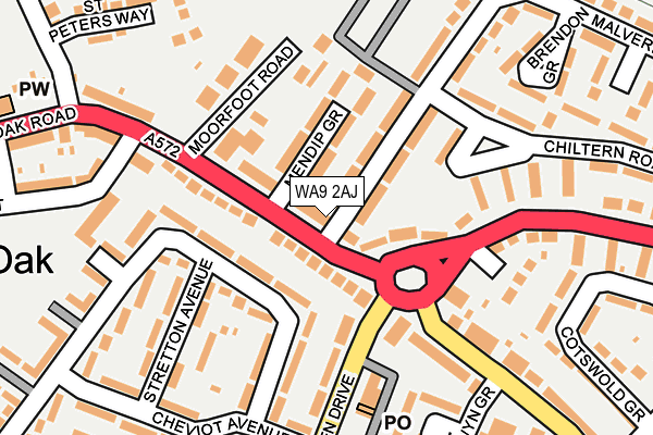 WA9 2AJ map - OS OpenMap – Local (Ordnance Survey)