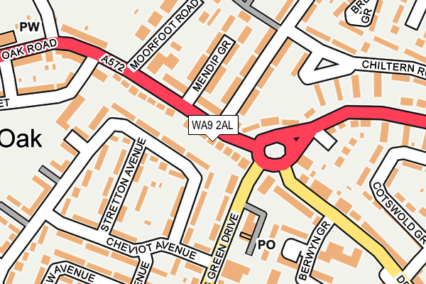 WA9 2AL map - OS OpenMap – Local (Ordnance Survey)