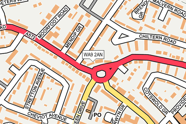 WA9 2AN map - OS OpenMap – Local (Ordnance Survey)