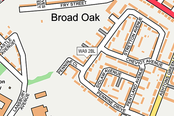 WA9 2BL map - OS OpenMap – Local (Ordnance Survey)