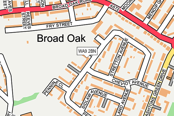 WA9 2BN map - OS OpenMap – Local (Ordnance Survey)