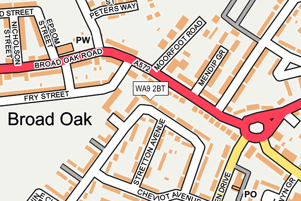 WA9 2BT map - OS OpenMap – Local (Ordnance Survey)