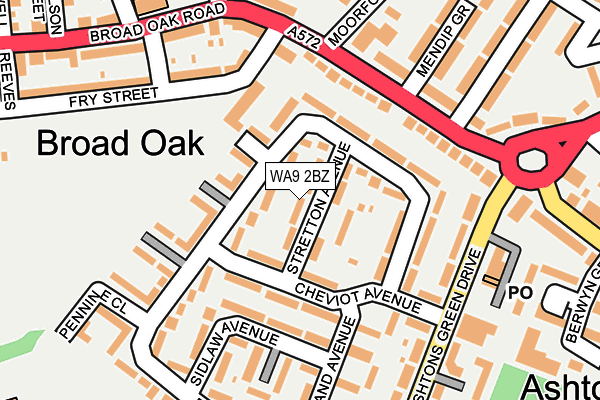 WA9 2BZ map - OS OpenMap – Local (Ordnance Survey)