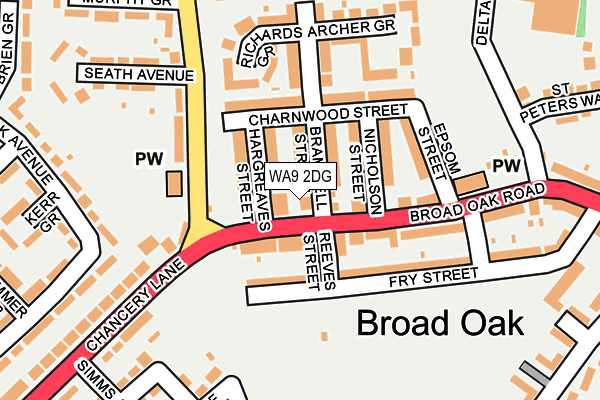 WA9 2DG map - OS OpenMap – Local (Ordnance Survey)