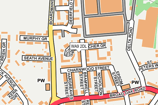 WA9 2DL map - OS OpenMap – Local (Ordnance Survey)