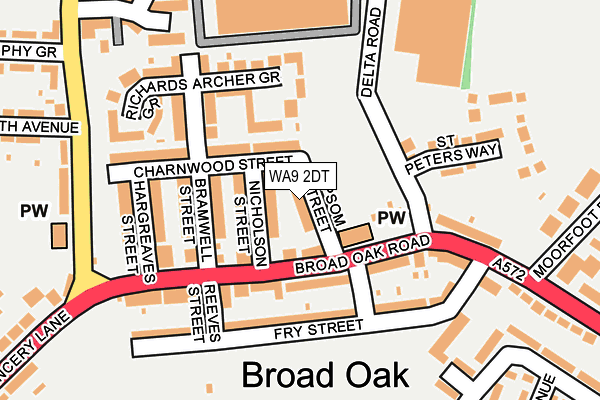 WA9 2DT map - OS OpenMap – Local (Ordnance Survey)
