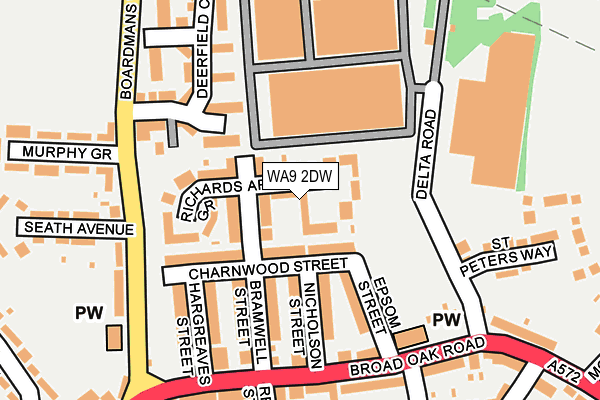 WA9 2DW map - OS OpenMap – Local (Ordnance Survey)