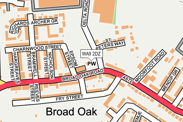 WA9 2DZ map - OS OpenMap – Local (Ordnance Survey)
