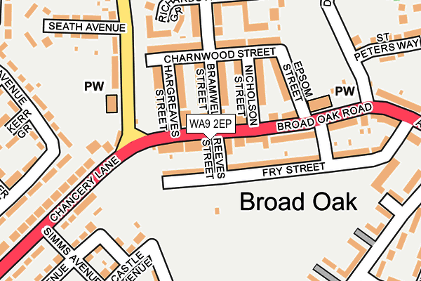 WA9 2EP map - OS OpenMap – Local (Ordnance Survey)