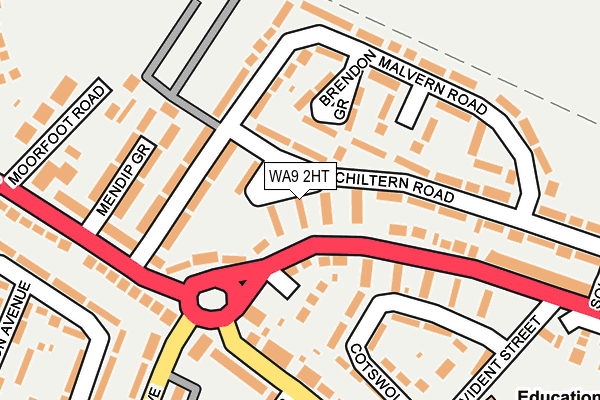 WA9 2HT map - OS OpenMap – Local (Ordnance Survey)