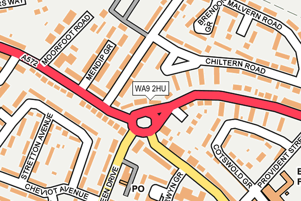 WA9 2HU map - OS OpenMap – Local (Ordnance Survey)