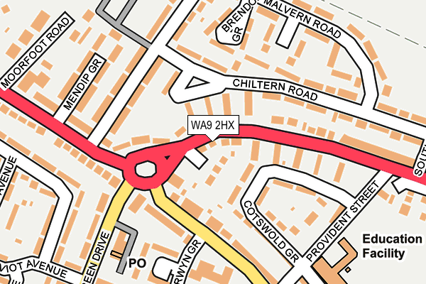 WA9 2HX map - OS OpenMap – Local (Ordnance Survey)