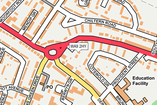 WA9 2HY map - OS OpenMap – Local (Ordnance Survey)