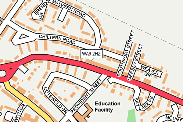 WA9 2HZ map - OS OpenMap – Local (Ordnance Survey)
