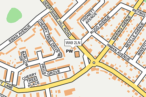 WA9 2LN map - OS OpenMap – Local (Ordnance Survey)