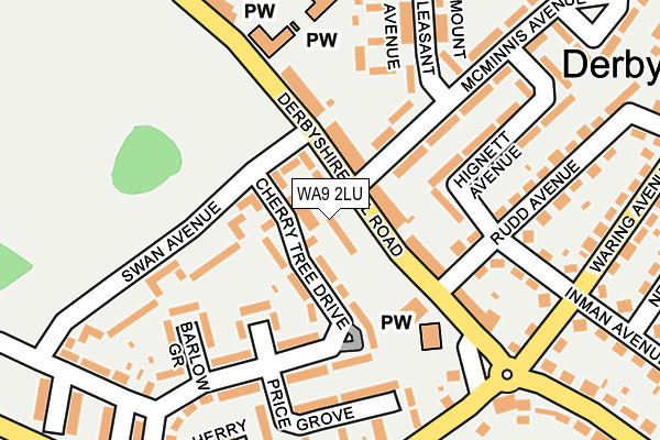 WA9 2LU map - OS OpenMap – Local (Ordnance Survey)