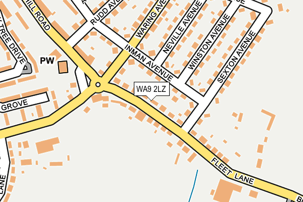 WA9 2LZ map - OS OpenMap – Local (Ordnance Survey)