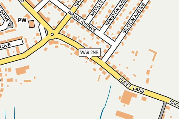 WA9 2NB map - OS OpenMap – Local (Ordnance Survey)