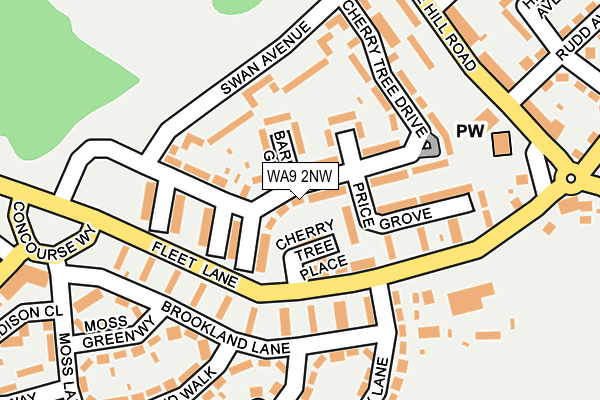 WA9 2NW map - OS OpenMap – Local (Ordnance Survey)
