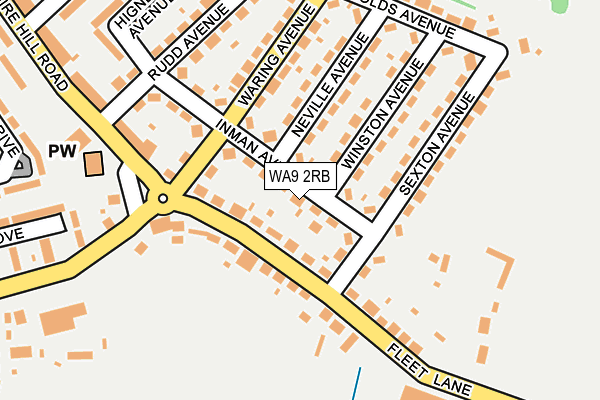 WA9 2RB map - OS OpenMap – Local (Ordnance Survey)