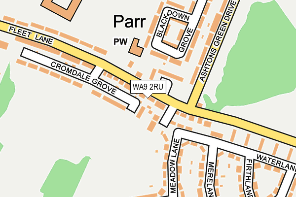 WA9 2RU map - OS OpenMap – Local (Ordnance Survey)