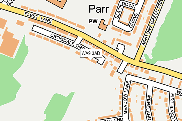 WA9 3AD map - OS OpenMap – Local (Ordnance Survey)
