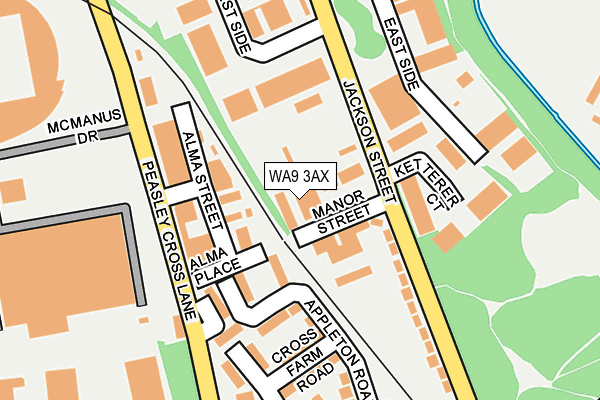 WA9 3AX map - OS OpenMap – Local (Ordnance Survey)