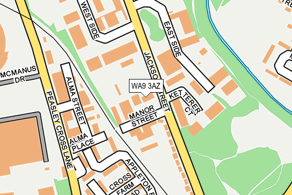 WA9 3AZ map - OS OpenMap – Local (Ordnance Survey)
