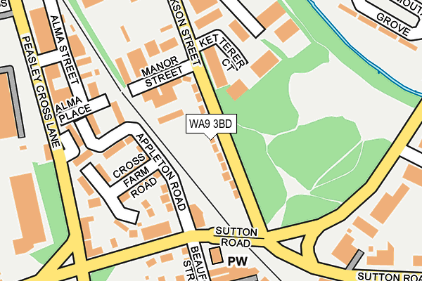 WA9 3BD map - OS OpenMap – Local (Ordnance Survey)
