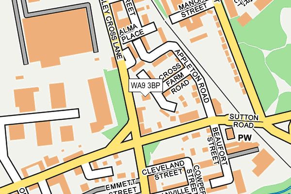 WA9 3BP map - OS OpenMap – Local (Ordnance Survey)