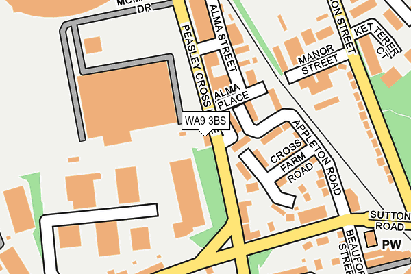 WA9 3BS map - OS OpenMap – Local (Ordnance Survey)