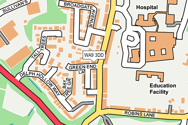 WA9 3DD map - OS OpenMap – Local (Ordnance Survey)