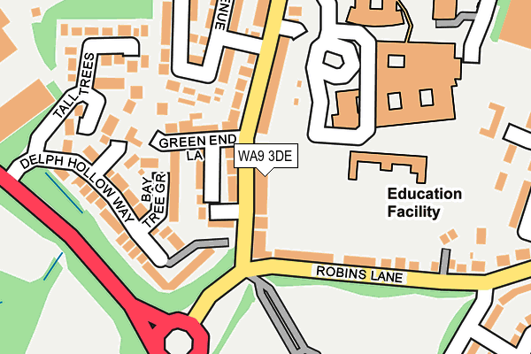 WA9 3DE map - OS OpenMap – Local (Ordnance Survey)