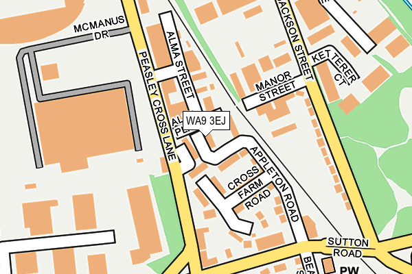 WA9 3EJ map - OS OpenMap – Local (Ordnance Survey)
