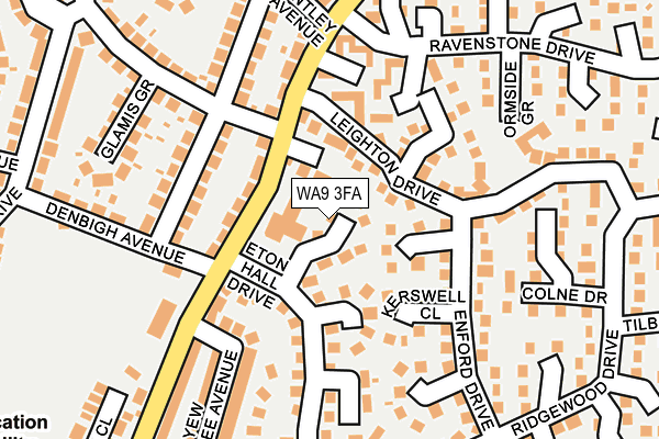 WA9 3FA map - OS OpenMap – Local (Ordnance Survey)
