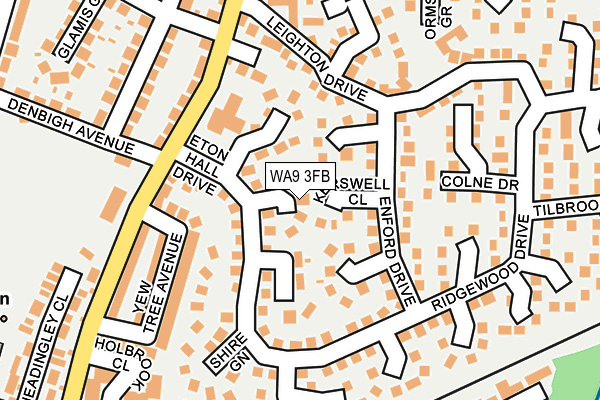 WA9 3FB map - OS OpenMap – Local (Ordnance Survey)