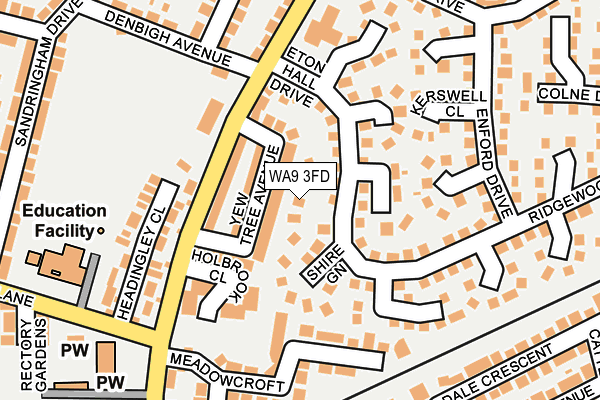 WA9 3FD map - OS OpenMap – Local (Ordnance Survey)