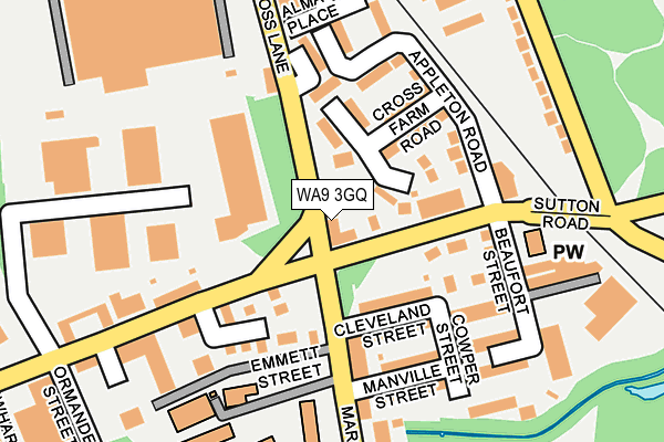 WA9 3GQ map - OS OpenMap – Local (Ordnance Survey)