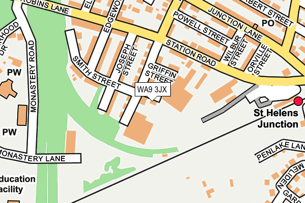 WA9 3JX map - OS OpenMap – Local (Ordnance Survey)