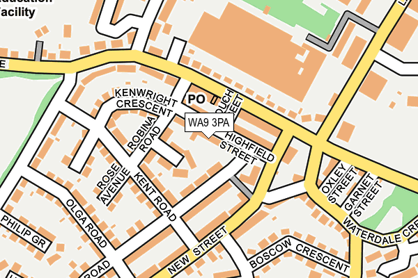 WA9 3PA map - OS OpenMap – Local (Ordnance Survey)