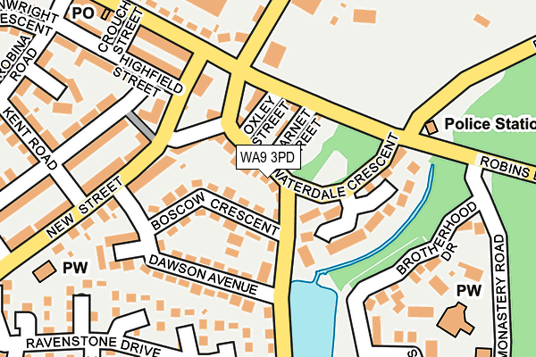 WA9 3PD map - OS OpenMap – Local (Ordnance Survey)