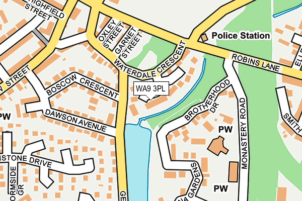 WA9 3PL map - OS OpenMap – Local (Ordnance Survey)