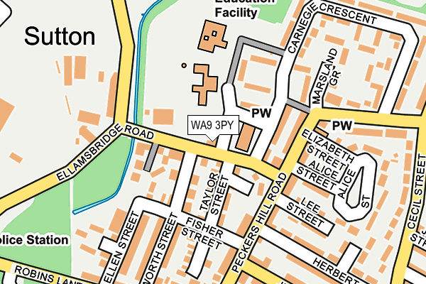 WA9 3PY map - OS OpenMap – Local (Ordnance Survey)